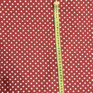 Material textil din bumbac satinat, Buline rosu