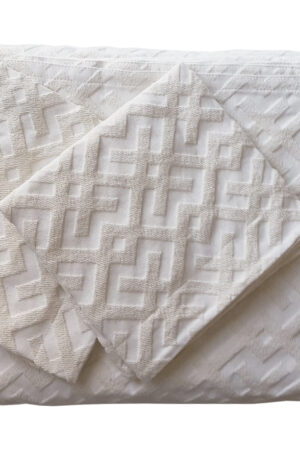 Cuvertura de canapea de 2 locuri Valentini Bianco din brocard, dimensiune 180x200 cm, Fust 063 Crem