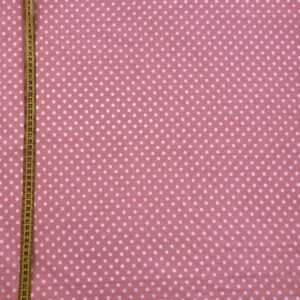 Material textil din bumbac satinat, Buline roz pudră