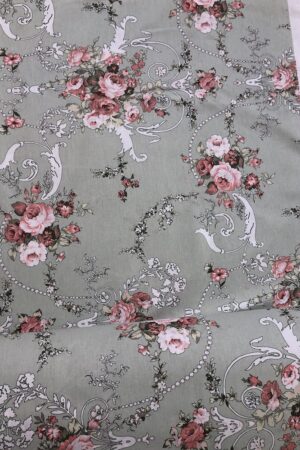 Material textil din bumbac, floral elegant