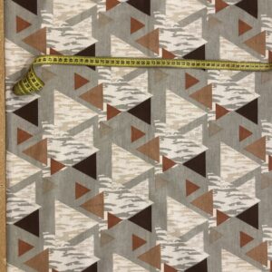 Material textil din bumbac satinat, triunghiuri maro