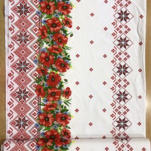 Material textil bumbac 160 cm, traditional maci roșii