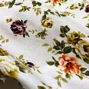 Material textil bumbac 160 cm, alb floral