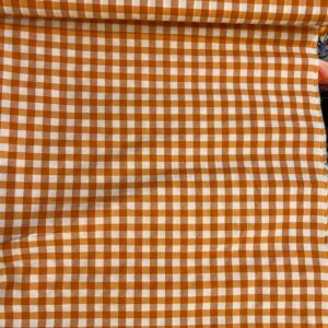 Material textil amestec bumbac 140 cm, Carouri portocaliu