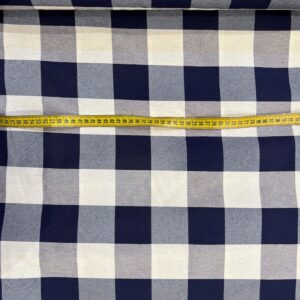 Material textil amestec bumbac, 280 cm, Carouri mari bleumarin