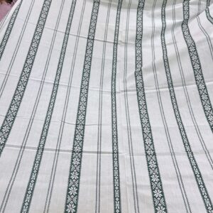 Material textil din bumbac 140 cm, alb cu model verde