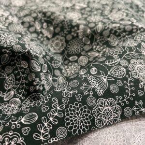 Material textil din bumbac 140 cm, verde floricele