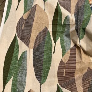 Material textil din bumbac satinat, frunze verde maro